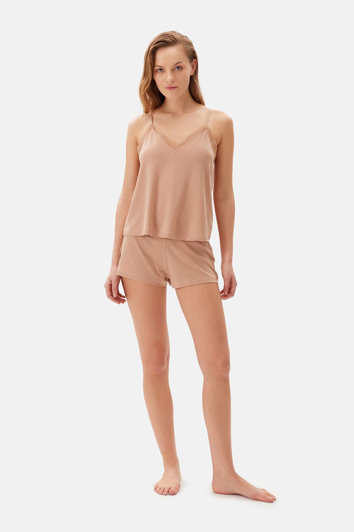 Açık Kahve Basic Şort Pijama Altı