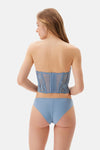 Blue TULLE DETAILED BODYSUIT