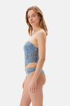 Blue TULLE DETAILED BODYSUIT