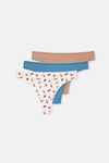 Multicolor Kadın 3'Lü Desenli Thong Külot