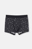 Siyah Pamuklu Desenli Boxer