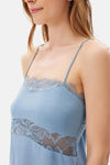 Mavi Dantel Detaylı Camisole Set Pijama Takımı