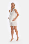 White MUSLIN MATERNITY SHORT PAJAMA BOOTS