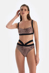 Kahverengi Leopar Yüksek Bel Bikini Altı