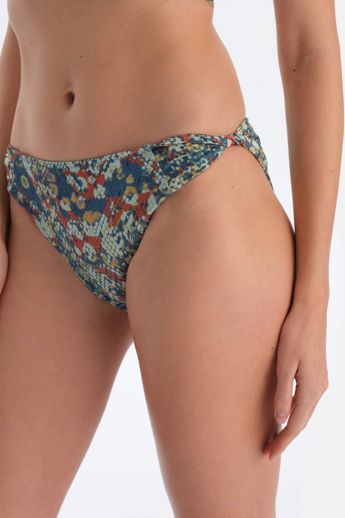 Kiremit-Mavi Düşük Bel Bikini Alt