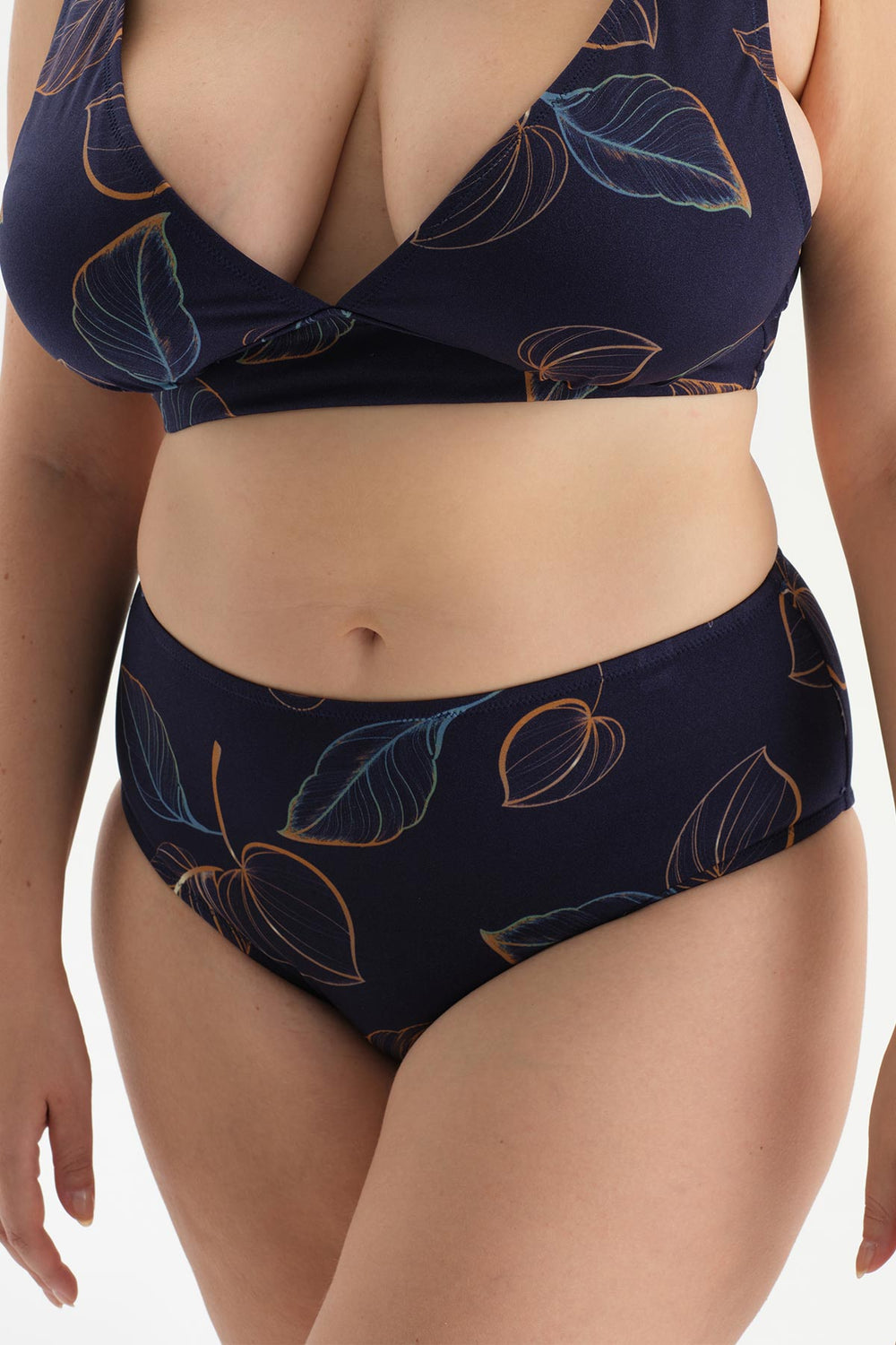 Lacivert Bağlama Detaylı Yüksek Bel Bikini Altı