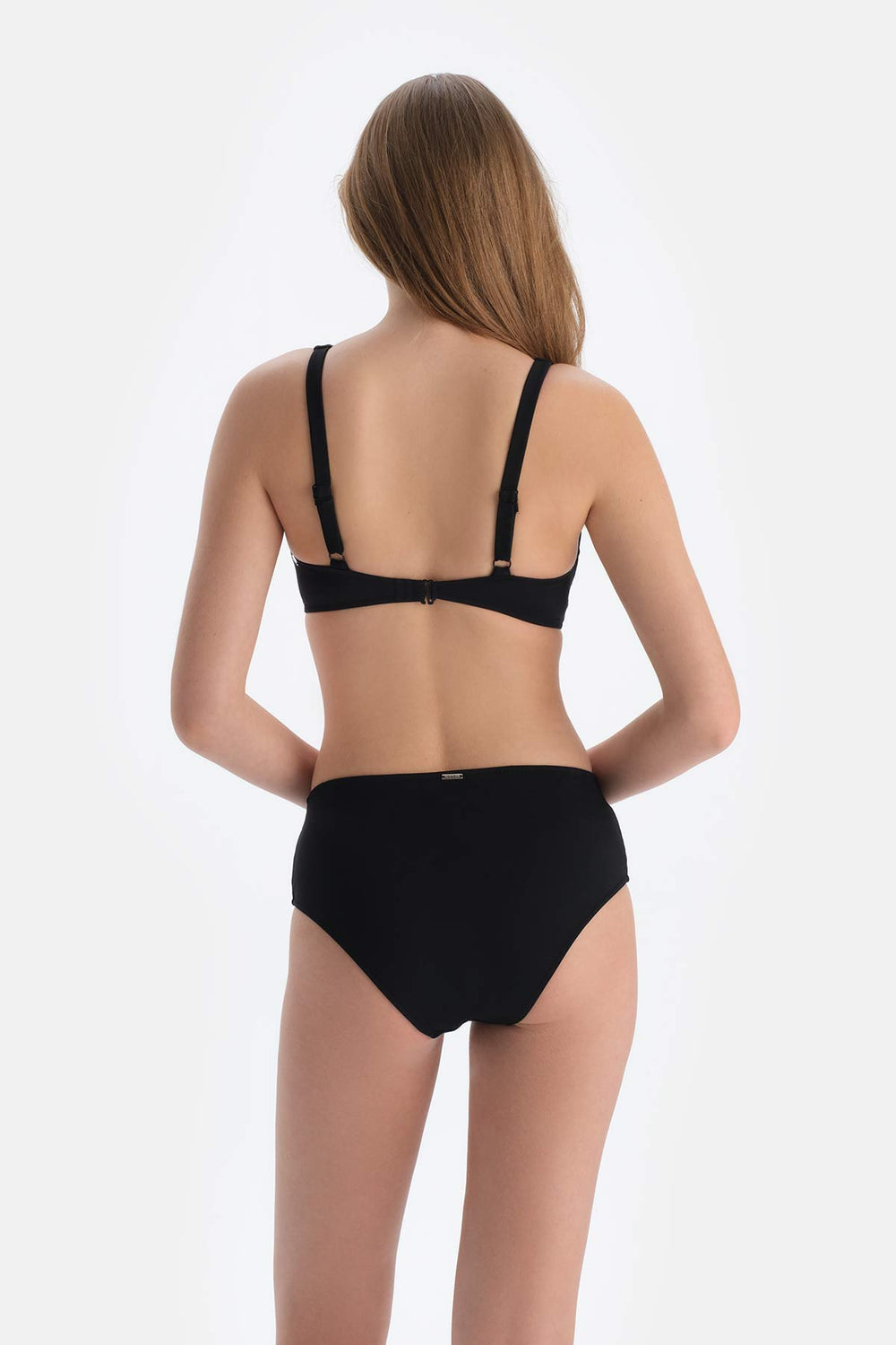 Black TULLE DETAILED HIGH WAIST BIKINI BOTTOM