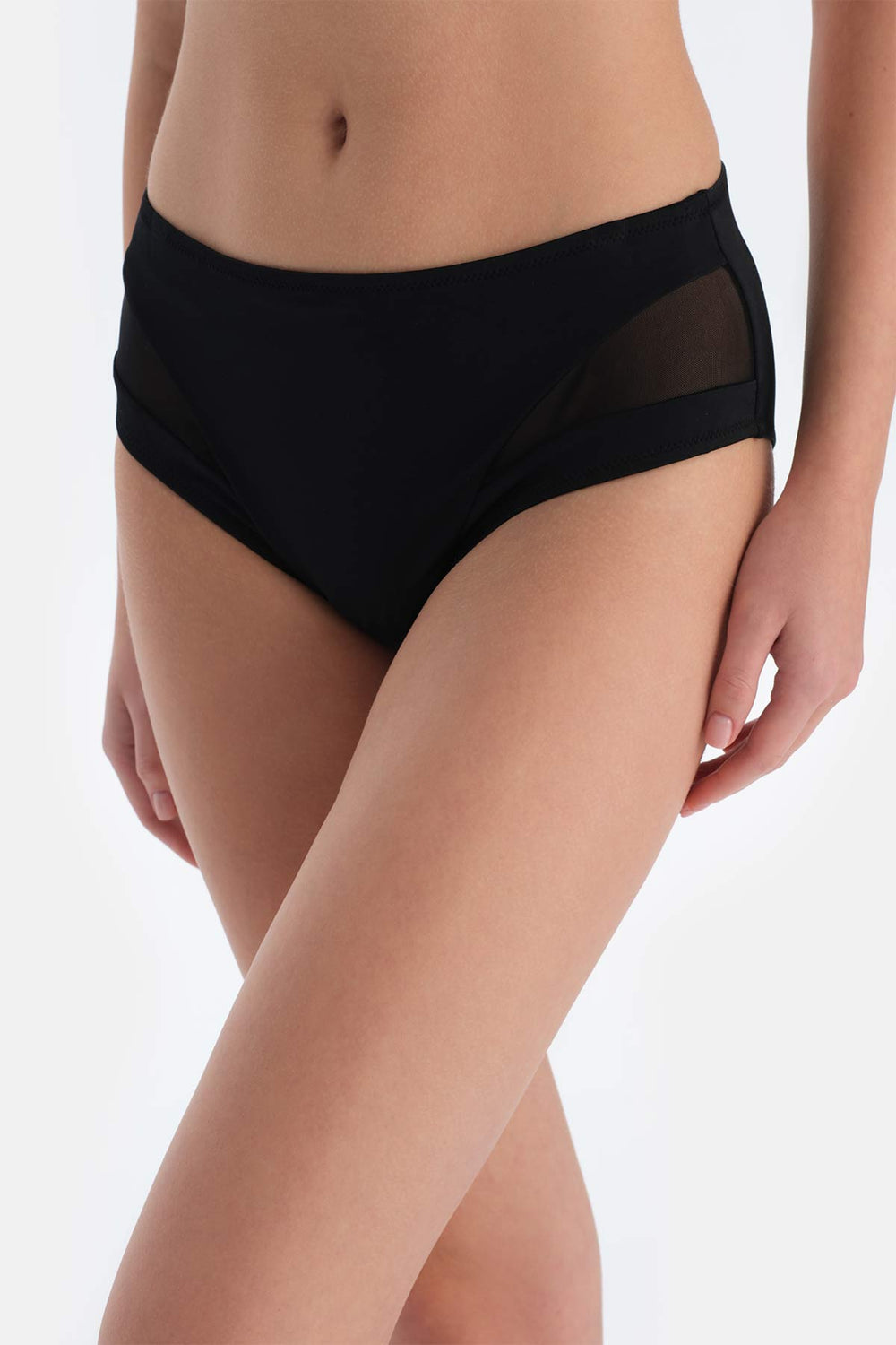 Black TULLE DETAILED HIGH WAIST BIKINI BOTTOM