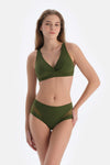 Khaki TULLE DETAILED HIGH WAIST BIKINI BOTTOM