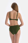 Khaki TULLE DETAILED HIGH WAIST BIKINI BOTTOM