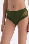 Khaki TULLE DETAILED HIGH WAIST BIKINI BOTTOM
