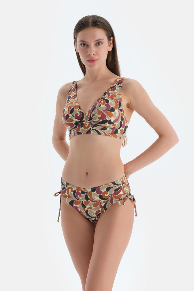 Mor Yanı Büzgülü Bikini Alt