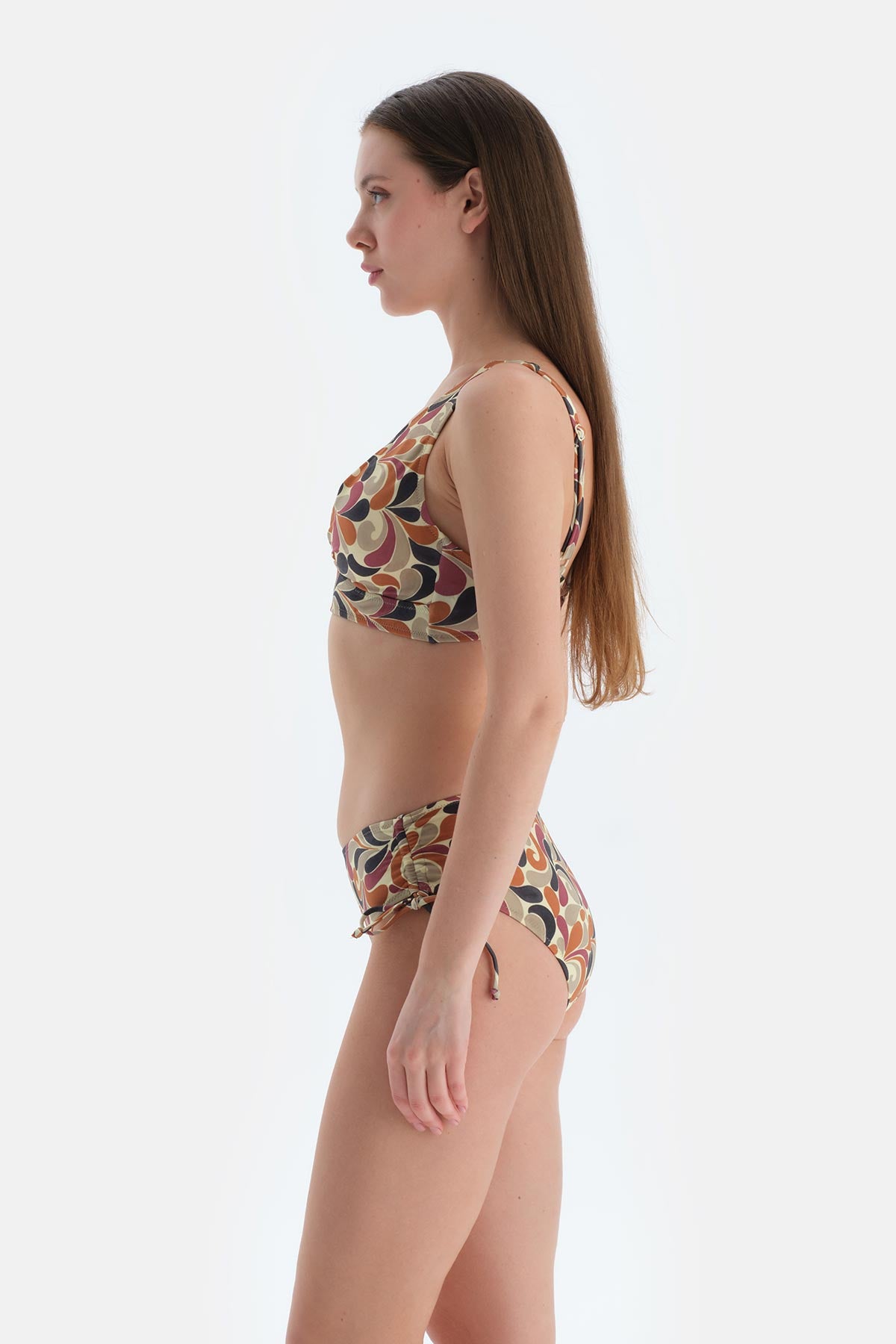 Mor Yanı Büzgülü Bikini Alt