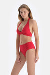 Kırmızı Üçgen Geniş Bikini Üst