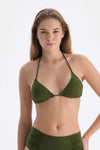 Haki Üçgen Balensiz Küçük Bikini Üst