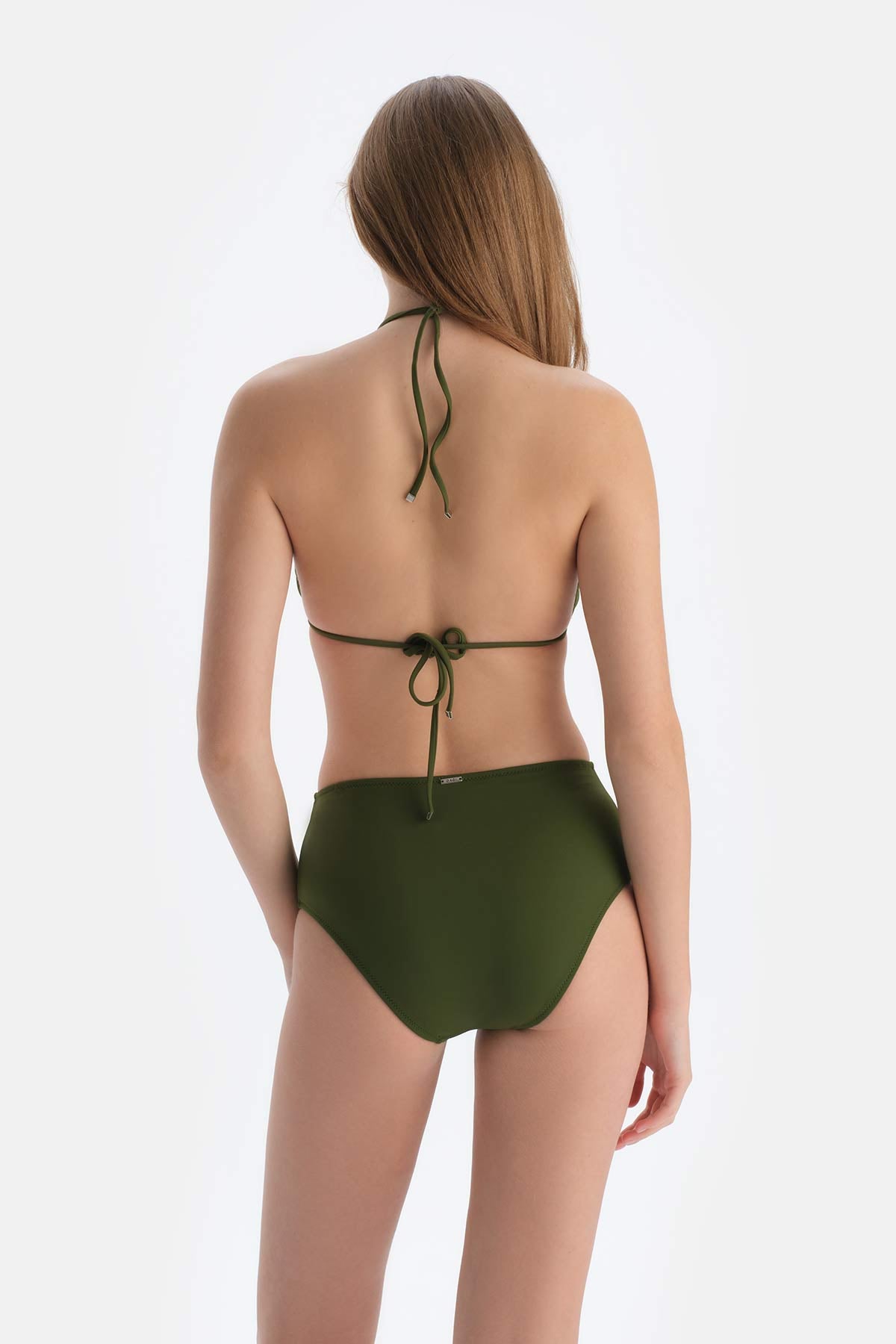 Haki Üçgen Balensiz Küçük Bikini Üst