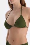 Haki Üçgen Balensiz Küçük Bikini Üst