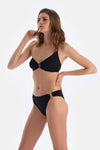 Siyah 3 Ipli Tek Omuz Bikini Üstü