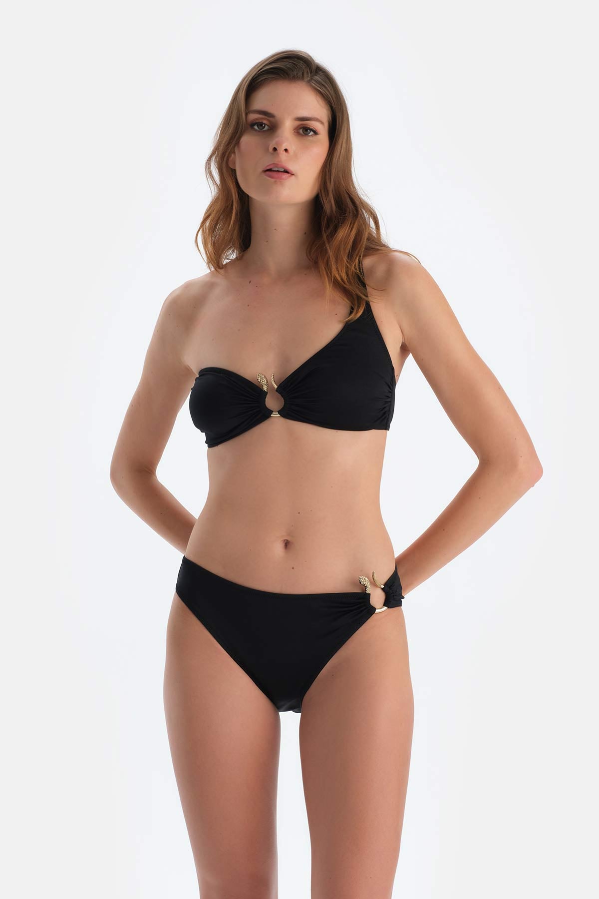 Siyah 3 Ipli Tek Omuz Bikini Üstü