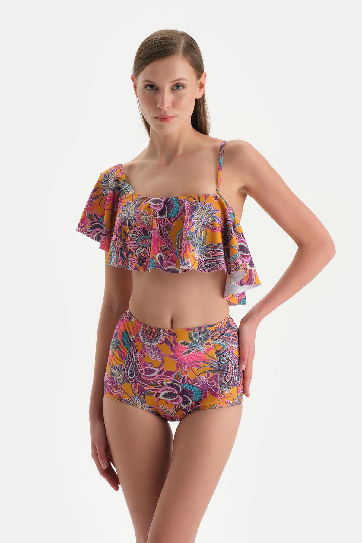 Mor Tek Omuz Bikini Üstü