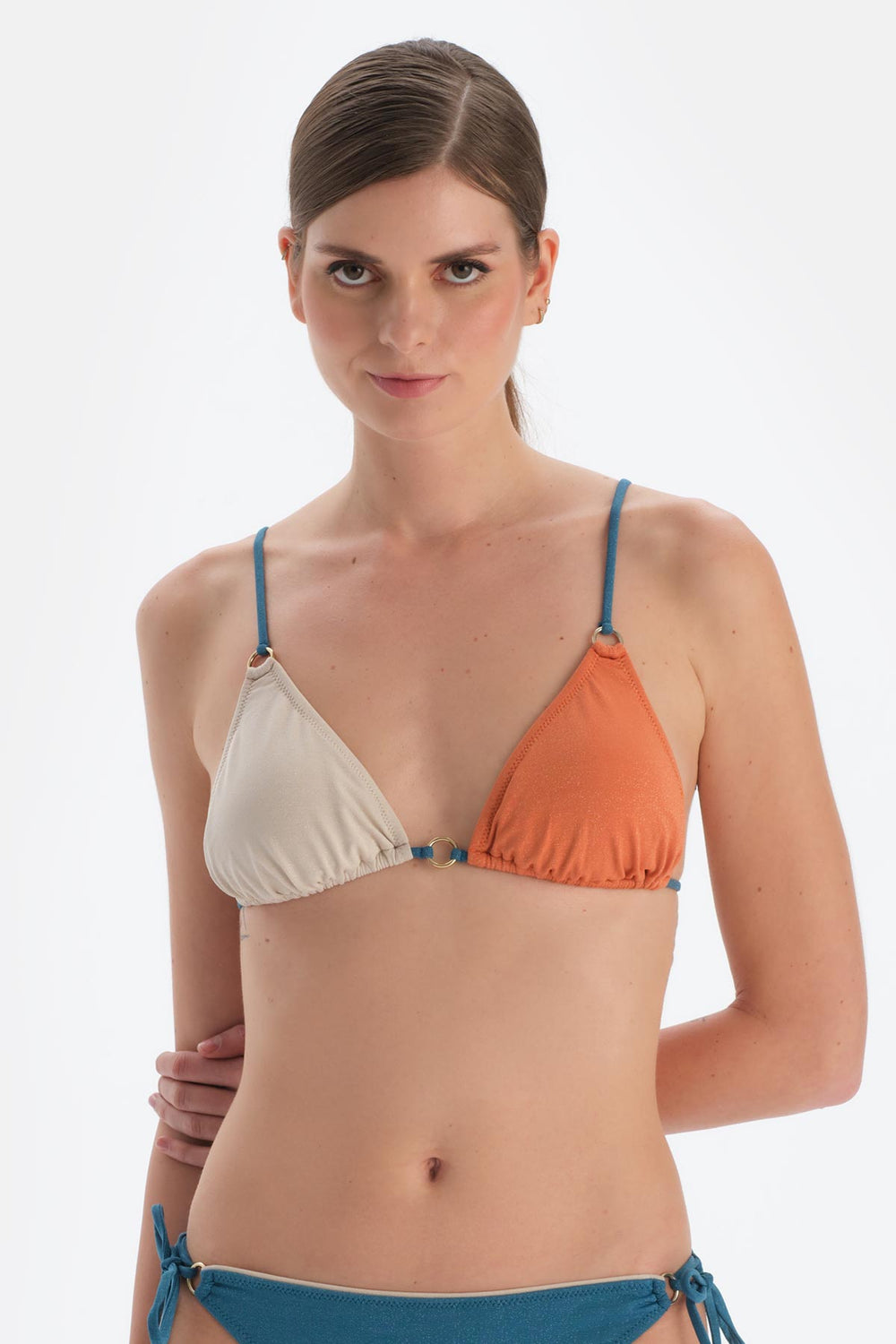 Petrol Mavi Üçgen Küçük Bikini Üst