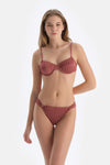 Kahverengi Balenli Bikini Üst