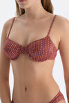 Kahverengi Balenli Bikini Üst