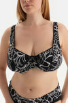Beyaz-Siyah Korseli Toparlayıcı Bikini Üst