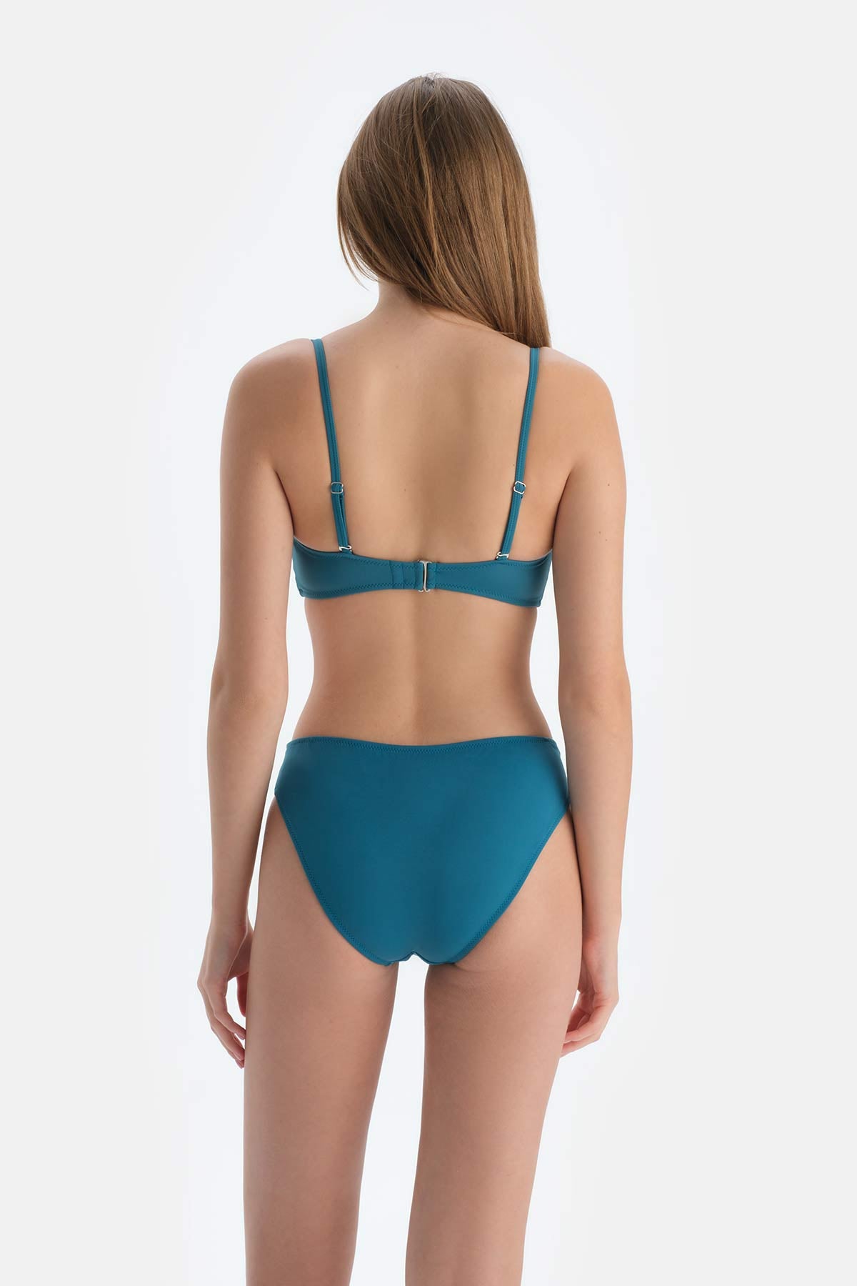 Petrol Mavi Straplez Bikini Üstü