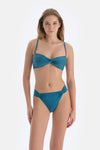 Petrol Mavi Straplez Bikini Üstü