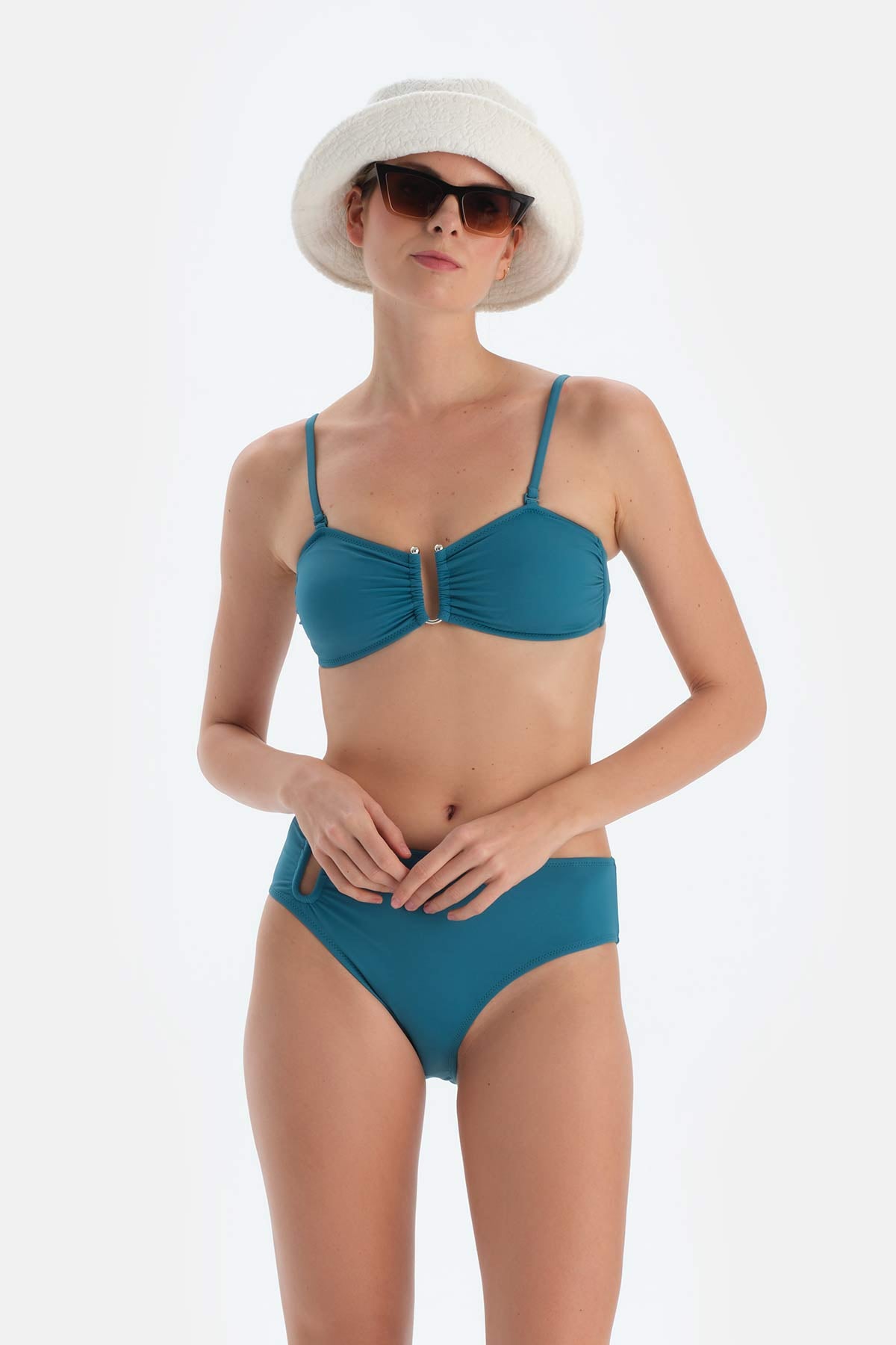 Petrol Mavi Straplez Bikini Üst