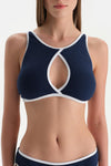 Lacivert Halter Yaka Bikini Üst