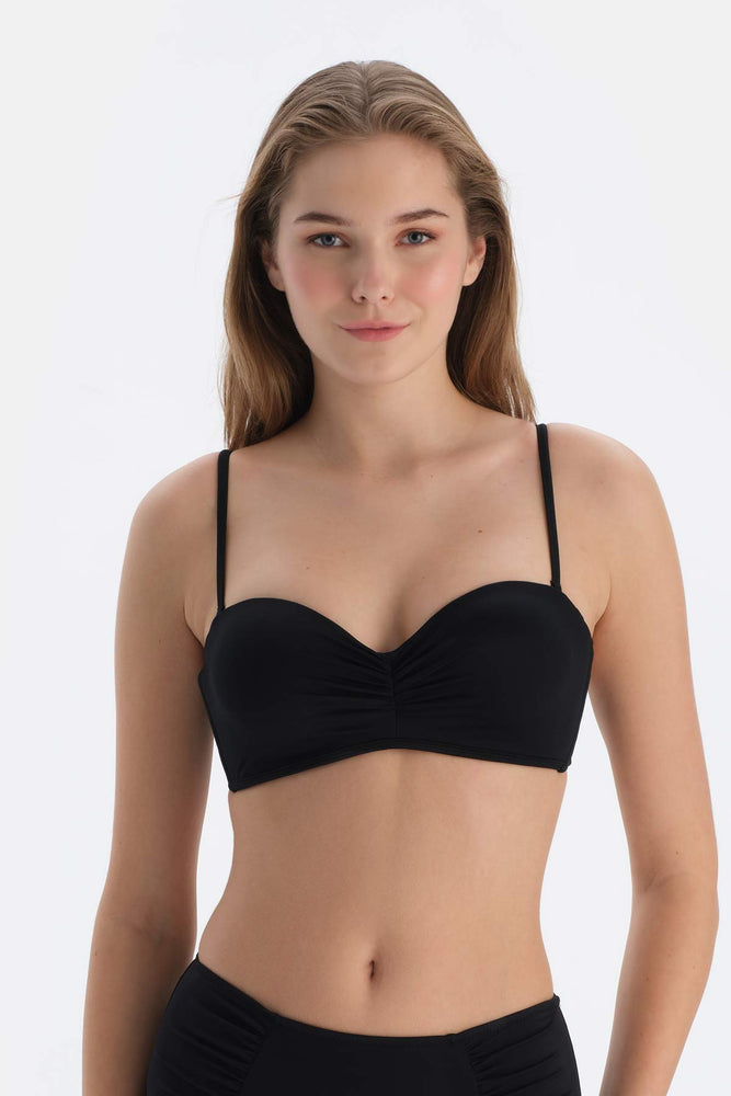 Black STRAPLESS BIKINI TOP WITH CUP