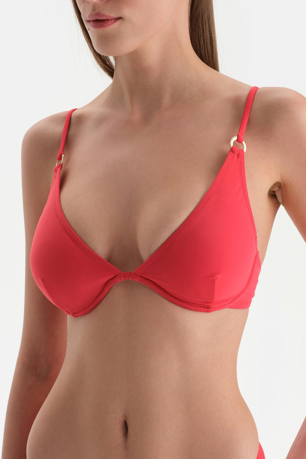 Kırmızı Üçgen Bikini Üst