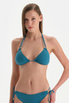 Petrol Mavi Üçgen Bikini Üst