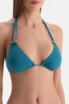 Petrol Mavi Üçgen Bikini Üst