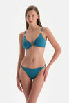 Petrol Mavi Üçgen Bikini Üst