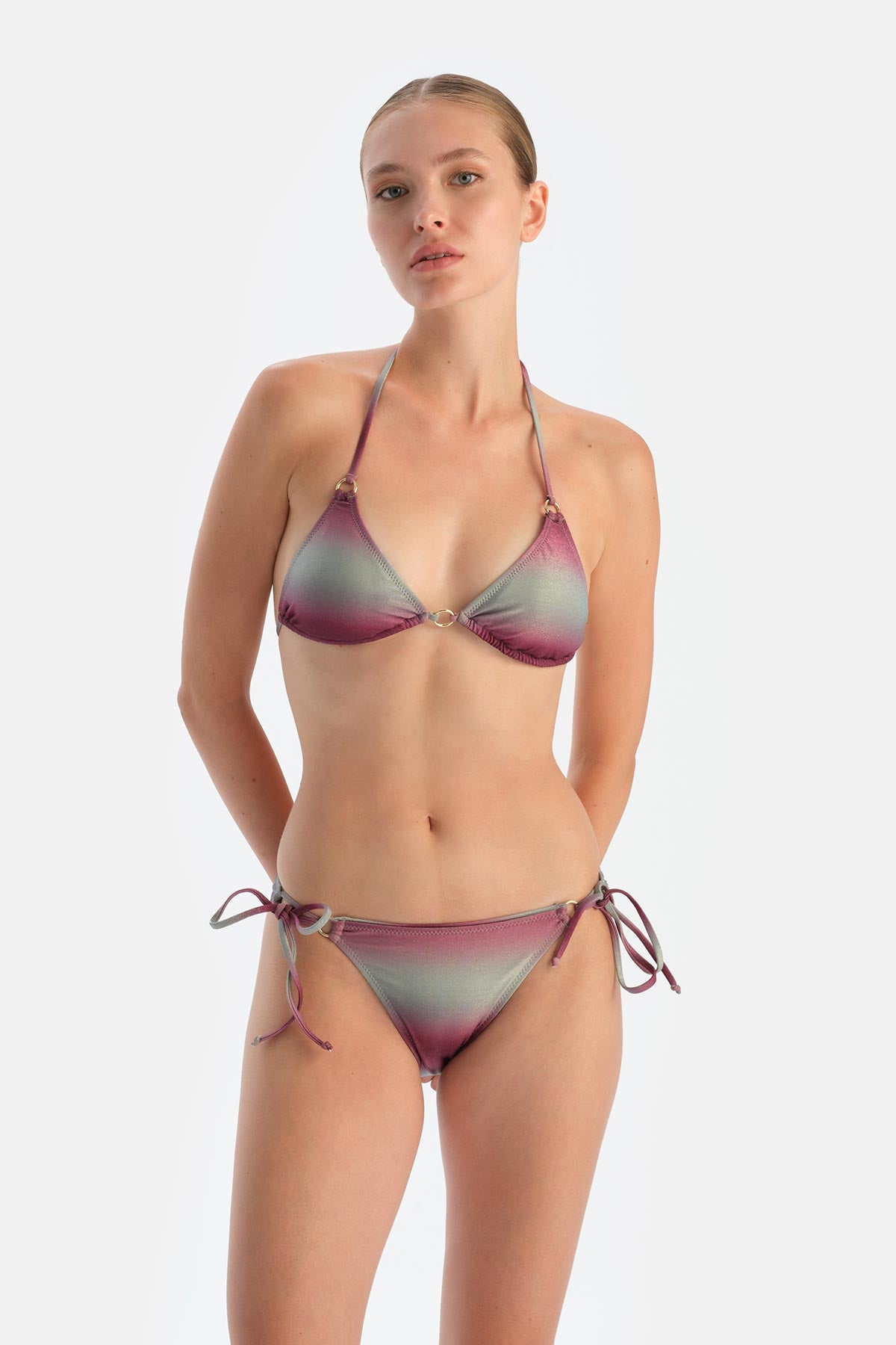 Multicolor Üçgen Küçük Bikini Üst