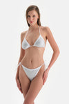 Beyaz Üçgen Küçük Bikini Üst