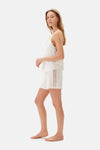 Ekru Dantel Detaylı Viskon Şortlu Pijama Takımı
