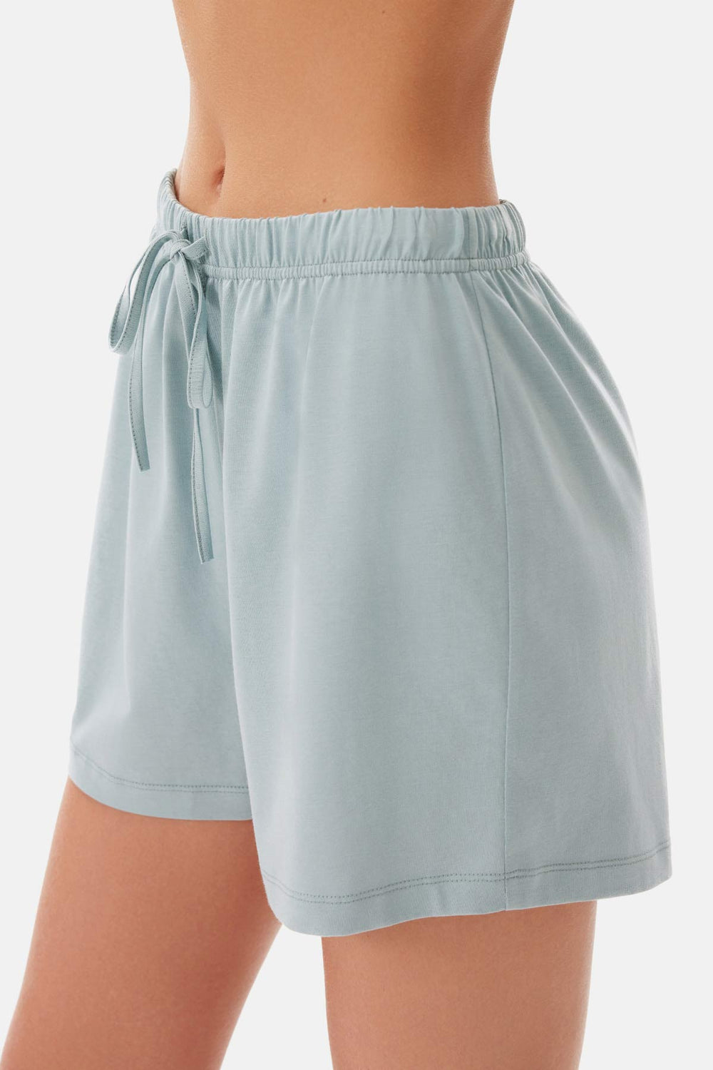 Turkuaz Bisiklet Yaka Supima Şortlu Pijama Takımı