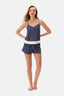 Lacivert Baskılı Modal Şortlu Pijama Takımı