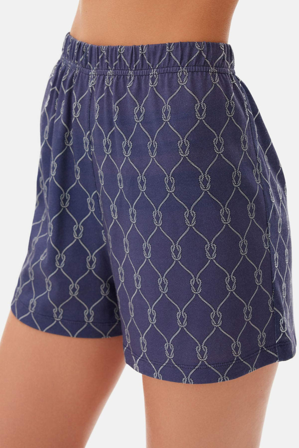 Lacivert Baskılı Modal Şortlu Pijama Takımı