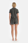 Antrasit Melanj Biye Detaylı Basic Şortlu Pijama Takımı