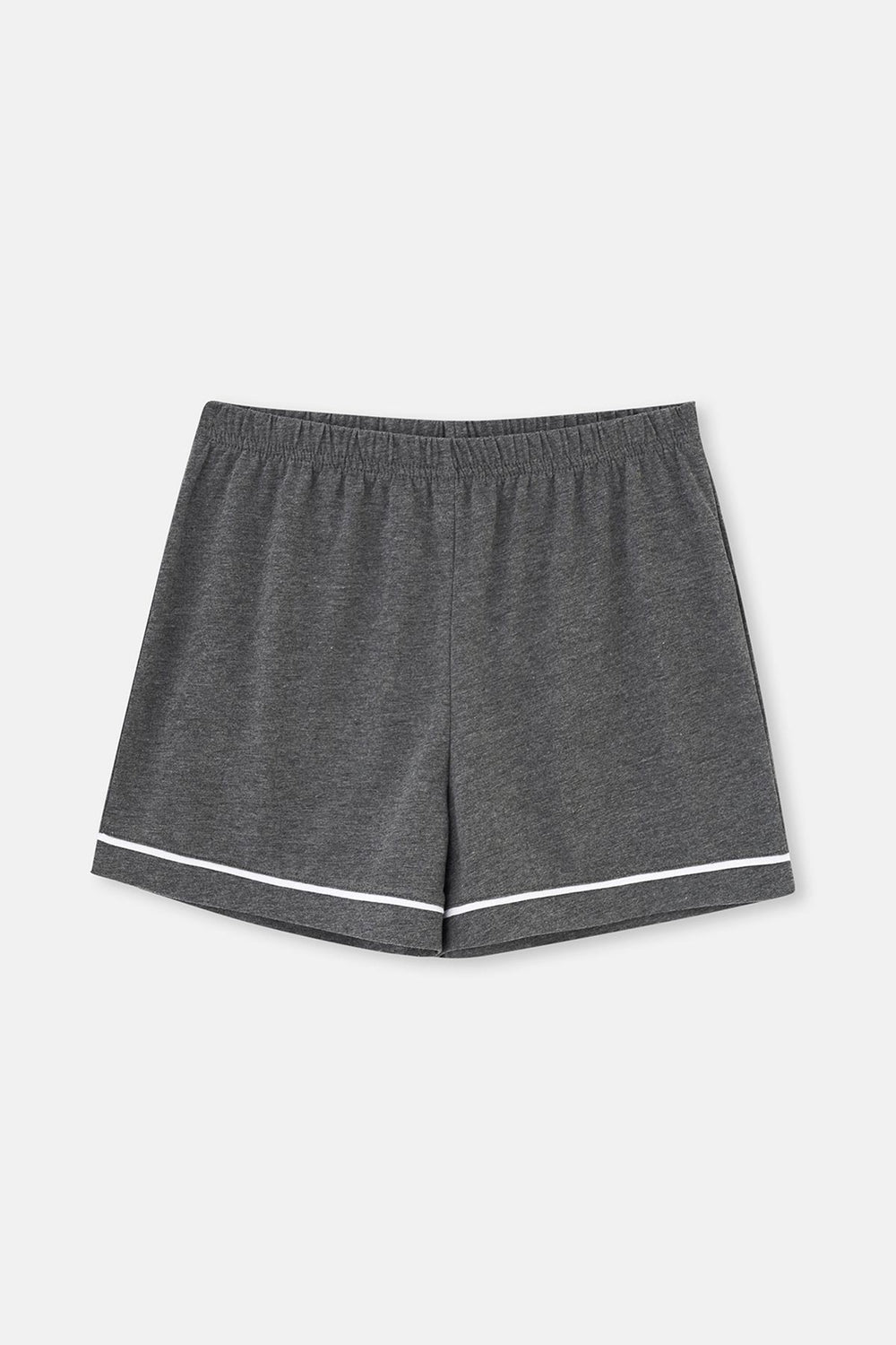 Antrasit Melanj Biye Detaylı Basic Şortlu Pijama Takımı