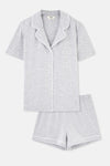 Gri Melanj Biye Detaylı Basic Şortlu Pijama Takımı