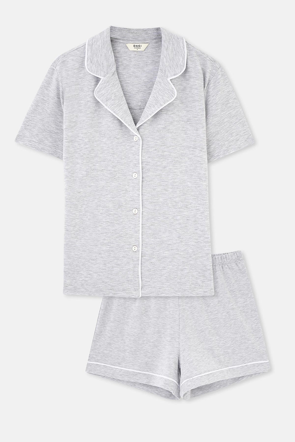 Gri Melanj Biye Detaylı Basic Şortlu Pijama Takımı