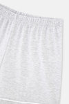 Gri Melanj Biye Detaylı Basic Şortlu Pijama Takımı