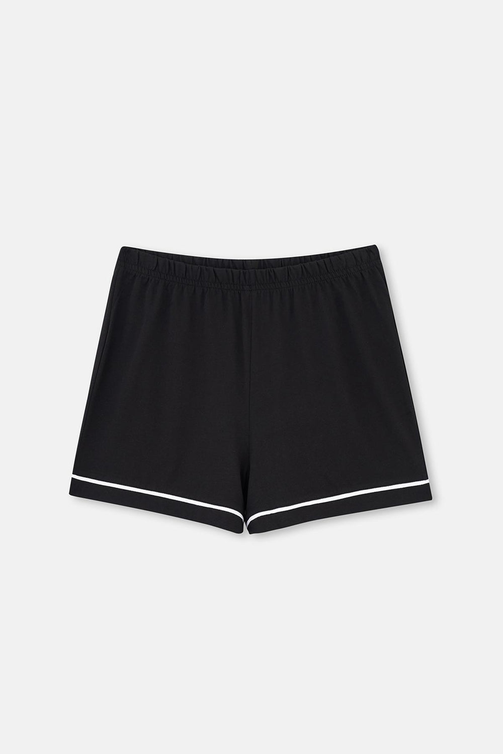 Siyah Biye Detaylı Basic Şortlu Pijama Takımı