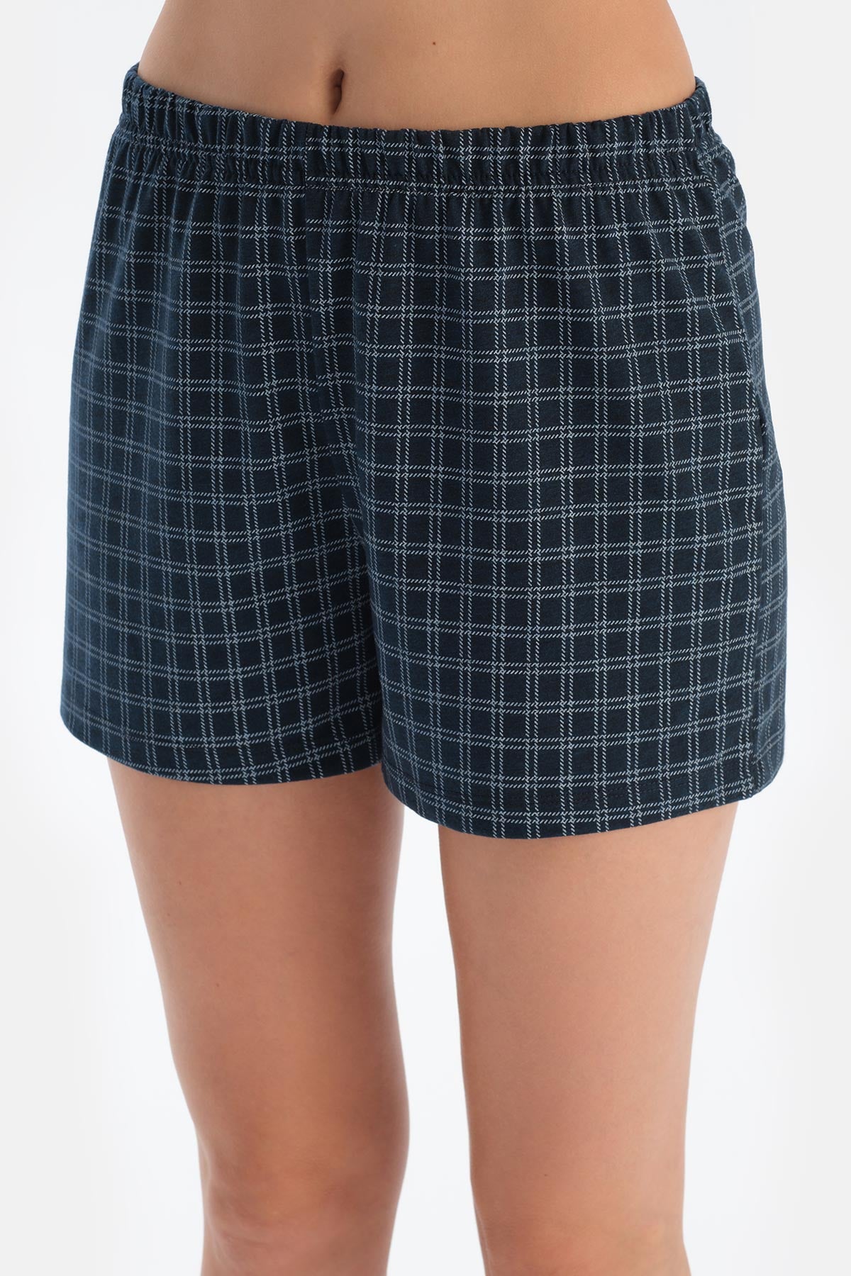 Lacivert Baskılı Atlet Şort Pijama Takımı